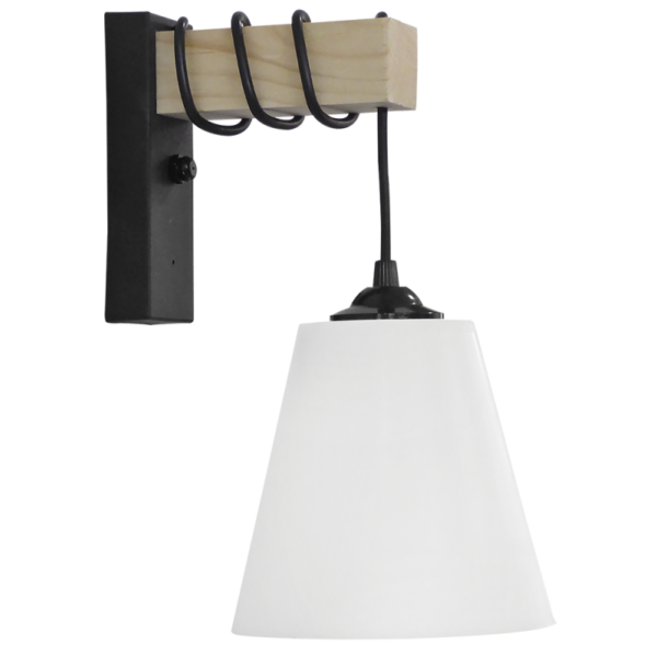 Φωτιστικό τοίχου FUN-01ΑΡ SQUARE  Μαύρο -Λευκό Απλίκα Ξύλο Heronia – 31-1225