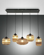 Κρεμαστό Φωτιστικό   Fabas Luce Gillis E27 5x Μελί     – 3627-48-125