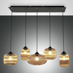 Κρεμαστό Φωτιστικό   Fabas Luce Gillis E27 5x Μελί     – 3627-48-125