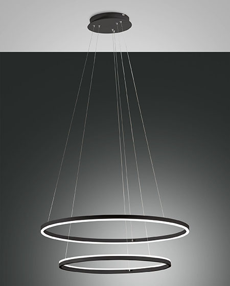 Κρεμαστό Φωτιστικό   Fabas Luce Giotto LED 65W  Μαύρο Dimmable  7050lm Θερμό 3000K – 3508-48-101