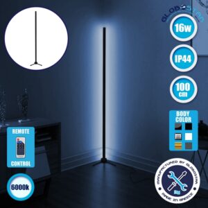 Μοντέρνο Minimal Επιδαπέδιο Μαύρο Φωτιστικό 100cm LED 16 Watt με Ασύρματο Χειριστήριο RF & Dimmer Ψυχρό Λευκό 6000k GloboStar ALIEN Design GLOBO-100-1