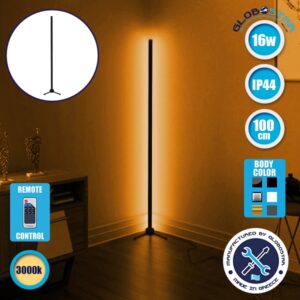 Μοντέρνο Minimal Επιδαπέδιο Μαύρο Φωτιστικό 100cm LED 16 Watt με Ασύρματο Χειριστήριο RF & Dimmer Θερμό Λευκό 3000k GloboStar ALIEN Design GLOBO-100-3