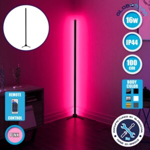 Μοντέρνο Minimal Επιδαπέδιο Μαύρο Φωτιστικό 100cm LED 16 Watt με Ασύρματο Χειριστήριο RF & Dimmer Ροζ GloboStar ALIEN Design GLOBO-100-7