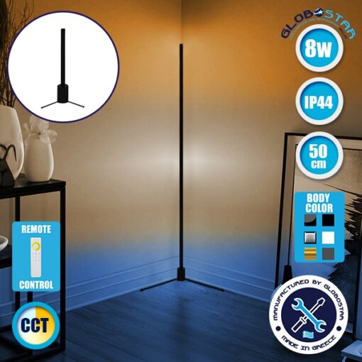 Μοντέρνο Minimal Επιτραπέζιο Μαύρο Φωτιστικό 50cm LED 8 Watt με Ασύρματο Χειριστήριο Αφής 2.4G RF & Dimmer CCT – Ψυχρό – Ημέρας – Θερμό GloboStar ALIEN Design GLOBO-50-10