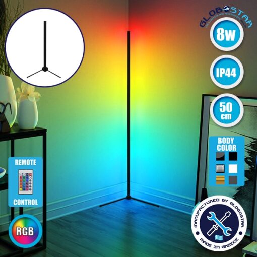 Μοντέρνο Minimal Επιτραπέζιο Μαύρο Φωτιστικό 50cm LED 8 Watt με Ασύρματο Χειριστήριο RF & Dimmer RGB Πολύχρωμο GloboStar ALIEN Design GLOBO-50-8