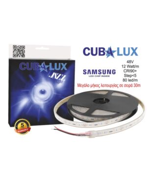 LED Ταινία 12W 48V CUBALUX Dimmable  960lm/m Αδιάβροχη IP67 Θερμό 3000K 5 Μέτρα CL13-0999
