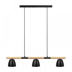 Nordlux Theo Κρεμαστό Φωτιστικό Ράγα 3xGU10 Μαύρο & Ξύλο – 2112603003