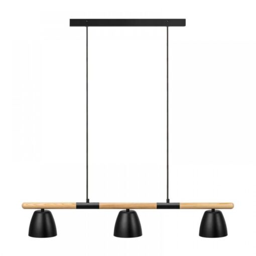 Nordlux Theo Κρεμαστό Φωτιστικό Ράγα 3xGU10 Μαύρο & Ξύλο – 2112603003