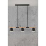 Nordlux Theo Κρεμαστό Φωτιστικό Ράγα 3xGU10 Μαύρο & Ξύλο – 2112603003