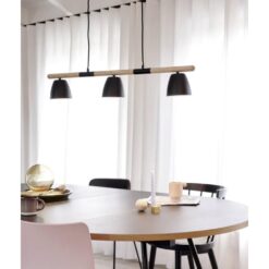 Nordlux Theo Κρεμαστό Φωτιστικό Ράγα 3xGU10 Μαύρο & Ξύλο – 2112603003