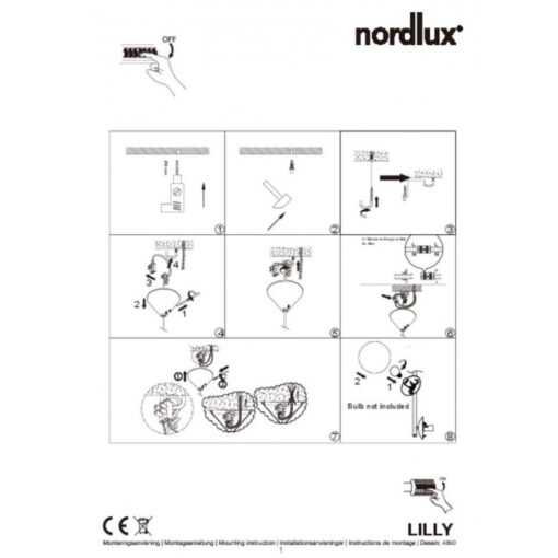 Nordlux Lilly Κρεμαστό Μαύρο E14  Γυάλινο/Μεταλλικό –  48603003