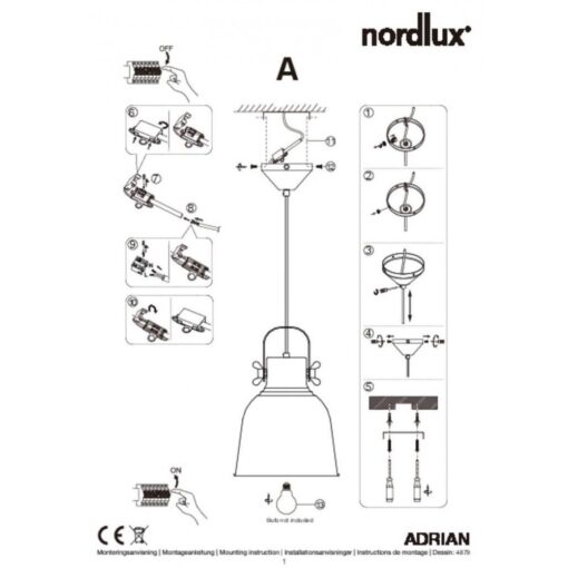 Nordlux Adrian 25 Κρεμαστό Ανθρακί E27  Μεταλλικό/Πλαστικό –  48793003