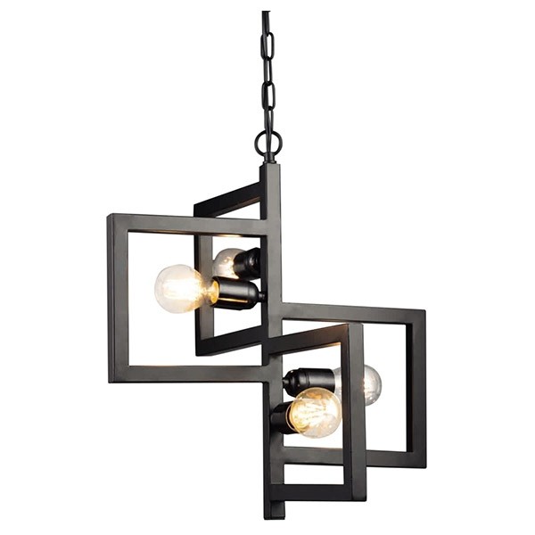 Κρεμαστό Φωτιστικό Οροφής Τετράγωνα 4xE27 Μεταλλικό Μαύρο ACA DECOR – KS14254BK