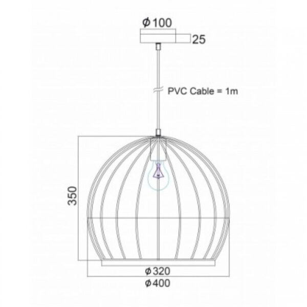 Κρεμαστό Φωτιστικό Οροφής E27 Πλέγμα Ø400 Μεταλλικό Μαύρο ACA DECOR – KS202940BK