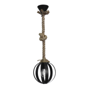 Κρεμαστό  φωτιστικό Μεταλλικό LAMA-25 1/L Σχοινί UT- Μαύρο  Heronia – 31-0944