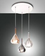 Κρεμαστό Φωτιστικό   Fabas Luce Lila 3X E27 Μελί, Φιμέ  Διάφανο     – 3481-47-297