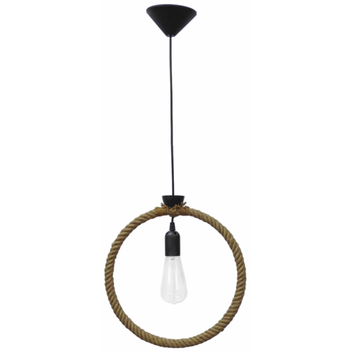 Κρεμαστό  φωτιστικό KYKLOS  1/L Σχοινί UT- Μαύρο  Heronia – 34-0039