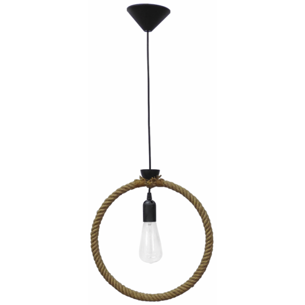 Κρεμαστό  φωτιστικό KYKLOS  1/L Σχοινί UT- Μαύρο  Heronia – 34-0039