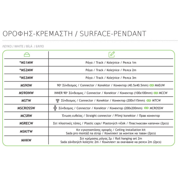 Μαγνητική Ράγα Οροφής/Κρεμαστή 48V 2Μ Λευκή Ματ ACA – MS2MW