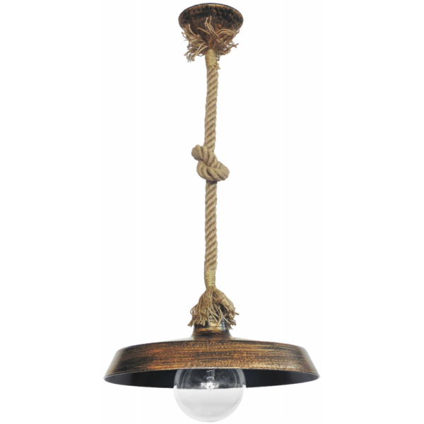 Κρεμαστό  φωτιστικό Vintage US-GAS 1L Σχοινί UT-Μπρονζέ  Heronia – 31-0101