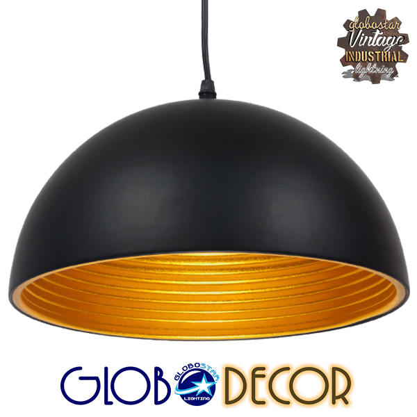 GloboStar® CHIME 01004 Μοντέρνο Κρεμαστό Φωτιστικό Οροφής Μονόφωτο Μαύρο Μεταλλικό Καμπάνα Φ30 x Y15cm