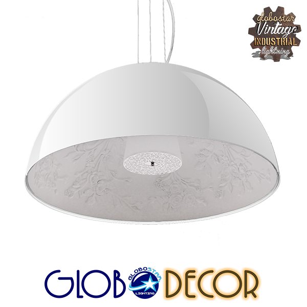 GloboStar® SERENIA WHITE 01271 Μοντέρνο Κρεμαστό Φωτιστικό Οροφής Μονόφωτο Λευκό Γύψινο Καμπάνα Φ60 x Y30cm