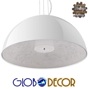 GloboStar® SERENIA WHITE 01273 Μοντέρνο Κρεμαστό Φωτιστικό Οροφής Μονόφωτο Λευκό Γύψινο Καμπάνα Φ90 x Y45cm