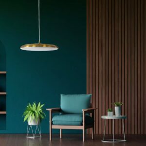 GloboStar® BARON 60887 Κρεμαστή Πλαφονιέρα Οροφής LED CCT 24W 2880lm 120° AC 220-240V – Εναλλαγή Φωτισμού μέσω Διακόπτη On/Off All In One Ψυχρό 6000k+Φυσικό 4500k+Θερμό 2700k Φ40 x Υ10cm – Χρυσό Πλατίνα – 3 Years Warranty