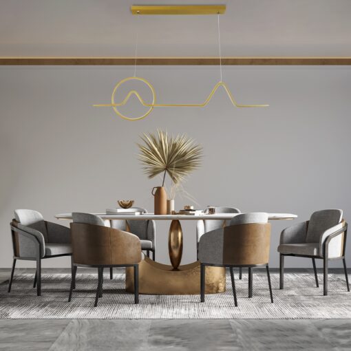 GloboStar® WINDY 61293 Κρεμαστό Φωτιστικό Οροφής Design LED CCT 67W 7504lm 300° AC 220-240V – Εναλλαγή Φωτισμού μέσω Τηλεχειριστηρίου All In One Ψυχρό 6000k+Φυσικό 4500k+Θερμό 2700k Dimmable Μ120 x Π4 x Υ30cm – Χρυσό Βούρτσας – 3 Years Warranty