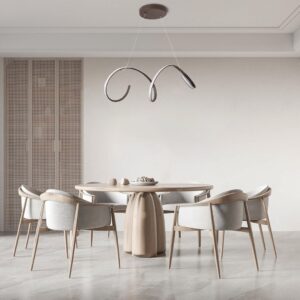 GloboStar® SPIRALE 61287 Κρεμαστό Φωτιστικό Οροφής Design LED CCT 75W 8400lm 300° AC 220-240V – Εναλλαγή Φωτισμού μέσω Τηλεχειριστηρίου All In One Ψυχρό 6000k+Φυσικό 4500k+Θερμό 2700k Dimmable Μ72 x Π25 x Υ18cm – Καφέ – 3 Years Warranty