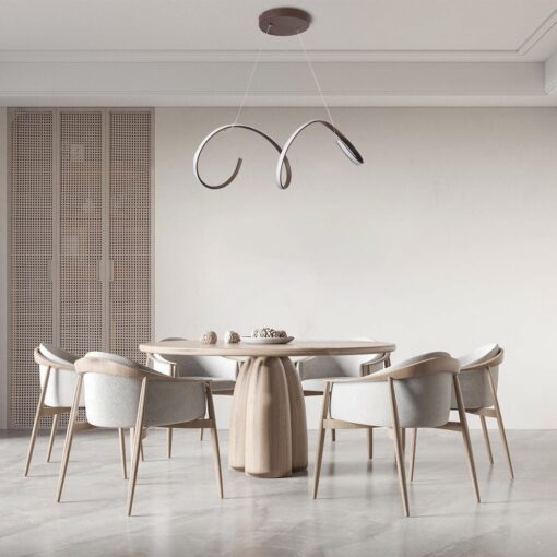 GloboStar® SPIRALE 61287 Κρεμαστό Φωτιστικό Οροφής Design LED CCT 75W 8400lm 300° AC 220-240V – Εναλλαγή Φωτισμού μέσω Τηλεχειριστηρίου All In One Ψυχρό 6000k+Φυσικό 4500k+Θερμό 2700k Dimmable Μ72 x Π25 x Υ18cm – Καφέ – 3 Years Warranty