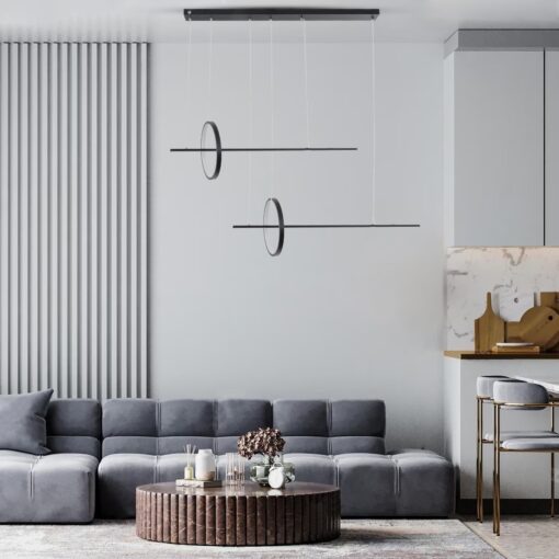 GloboStar® LINEARE 61290 Κρεμαστό Φωτιστικό Οροφής Design LED CCT 67W 7504lm 300° AC 220-240V – Εναλλαγή Φωτισμού μέσω Τηλεχειριστηρίου All In One Ψυχρό 6000k+Φυσικό 4500k+Θερμό 2700k Dimmable Μ130 x Π25 x Υ60cm – Μαύρο – 3 Years Warranty