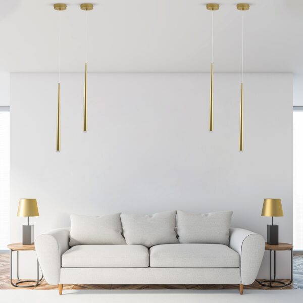 GloboStar® TEARS 61310 Κρεμαστό Φωτιστικό Οροφής Design LED CCT 3W 330lm 180° AC 220-240V – Εναλλαγή Φωτισμού μέσω Διακόπτη On/Off All In One Ψυχρό 6000k+Φυσικό 4500k+Θερμό 2700k Φ3.2 x Υ51.5cm – Χρυσό Βούρτσας – 3 Years Warranty