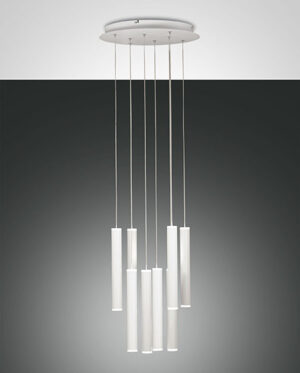 Κρεμαστό Φωτιστικό   Fabas Luce Prado LED 52W  Λευκό Steps dimmable  5760lm Θερμό 3000K – 3685-47-102