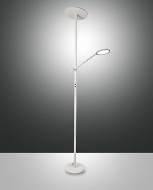 Φωτιτστικό Δαπέδου  Fabas Luce Regina LED 36W+12W  Λευκό Με Dimmer Αφής  3050lm + 1100lm Θερμό 3000K – 3551-10-102