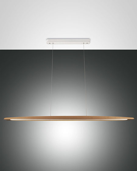 Κρεμαστό Φωτιστικό   Fabas Luce Ribot LED 26W  Ξύλο Με Dimmer  2945lm Θερμό 3000K – 3676-45-215