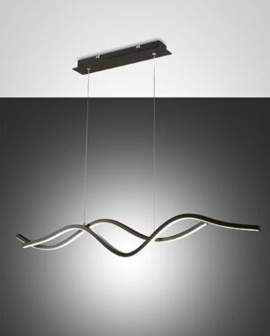 Κρεμαστό Φωτιστικό   Fabas Luce Sinuo LED 36W  Μαύρο Steps dimmable  3880lm Θερμό 3000K – 3666-45-101