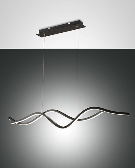 Κρεμαστό Φωτιστικό   Fabas Luce Sinuo LED 36W  Μαύρο Steps dimmable  3880lm Θερμό 3000K – 3666-45-101