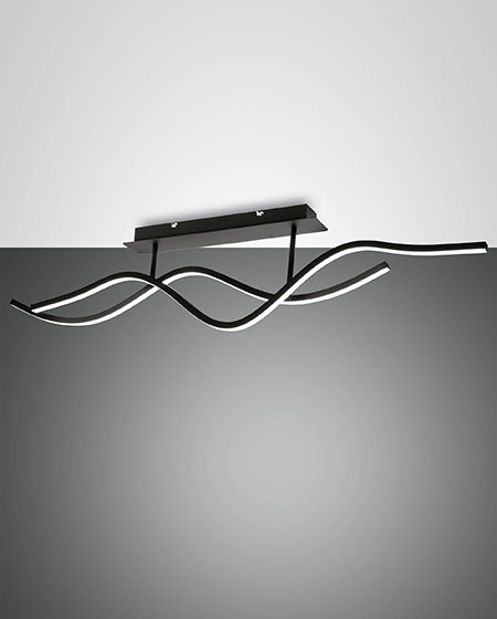 Φωτιστικό Οροφής  Fabas Luce Sinuo LED 36W  Μαύρο Steps dimmable  3880lm Θερμό 3000K – 3666-65-101
