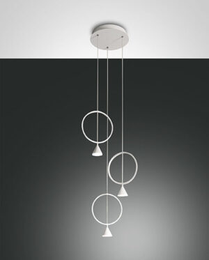 Κρεμαστό Φωτιστικό   Fabas Luce Sirio LED 24W  Λευκό Dimmable  2260lm Θερμό 3000K – 3388-47-102