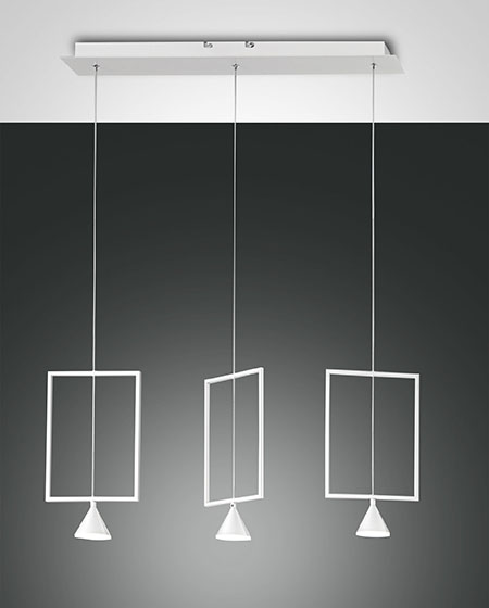 Κρεμαστό Φωτιστικό   Fabas Luce Sirio LED 24W  Λευκό Dimmable  2260lm Θερμό 3000K – 3390-49-102