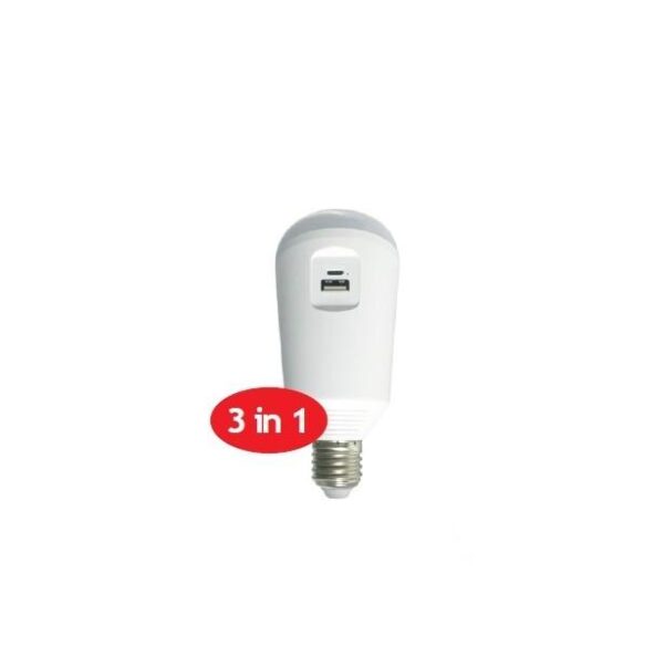 Smart Λάμπα LED Επαναφορτιζόμενη με Ηλιακό Πάνελ E27 7W Diolamp 120° 650lm 6500K  – SMARTSOL