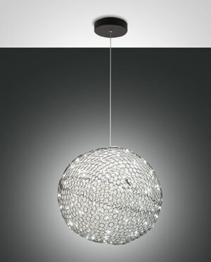 Κρεμαστό Φωτιστικό   Fabas Luce Sumter LED 18W  Μαύρο Steps dimmable  1620lm Θερμό 3000K – 3693-45-101