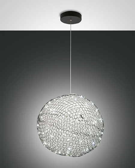 Κρεμαστό Φωτιστικό   Fabas Luce Sumter LED 18W  Μαύρο Steps dimmable  1620lm Θερμό 3000K – 3693-45-101