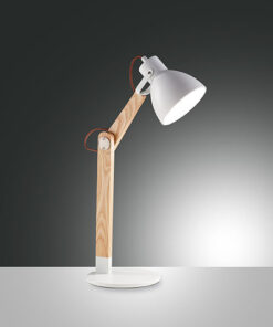 Επιτραπέζιο Φωτιστικό   Fabas Luce Sveva E27 Λευκό / Ξύλο Με Διακόπτη    – 3644-30-102