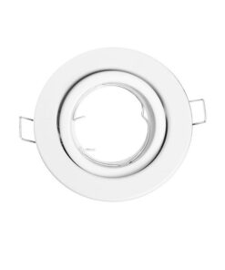 Στρογγυλό λευκό σποτ φωτιστικού, μεταλλικό, κατάλληλο για χωνευτή εγκατάσταση σε οροφές.