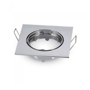 Τετράγωνο χωνευτό σποτ φωτιστικό, ασημί μεταλλικό, ιδανικό για οροφές γυψοσανίδας, μοντέρνος σχεδιασμός.