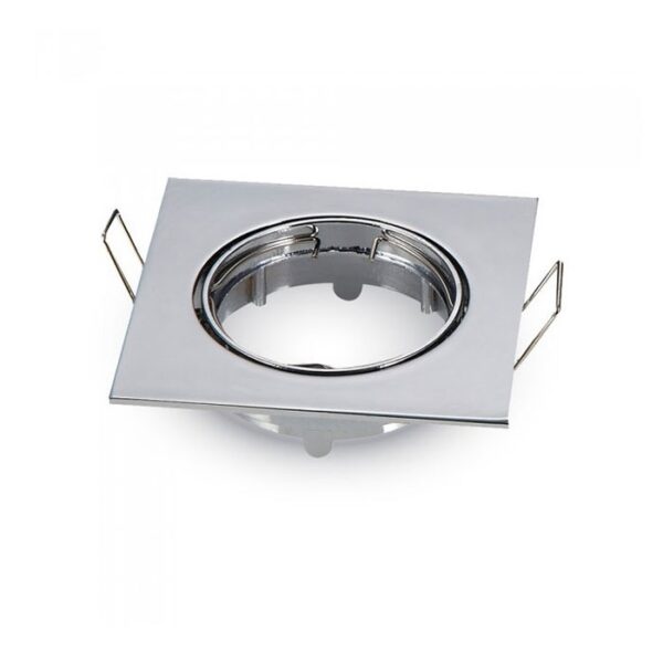 Τετράγωνο χωνευτό σποτ φωτιστικό, ασημί μεταλλικό, ιδανικό για οροφές γυψοσανίδας, μοντέρνος σχεδιασμός.