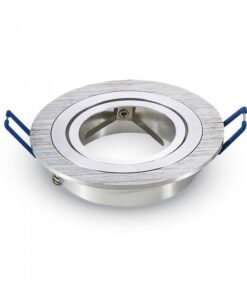 Σποτ φωτιστικό οροφής νίκελ, στρογγυλό με ασημί φινίρισμα, κατάλληλο για LED λάμπες, μοντέρνος σχεδιασμός.