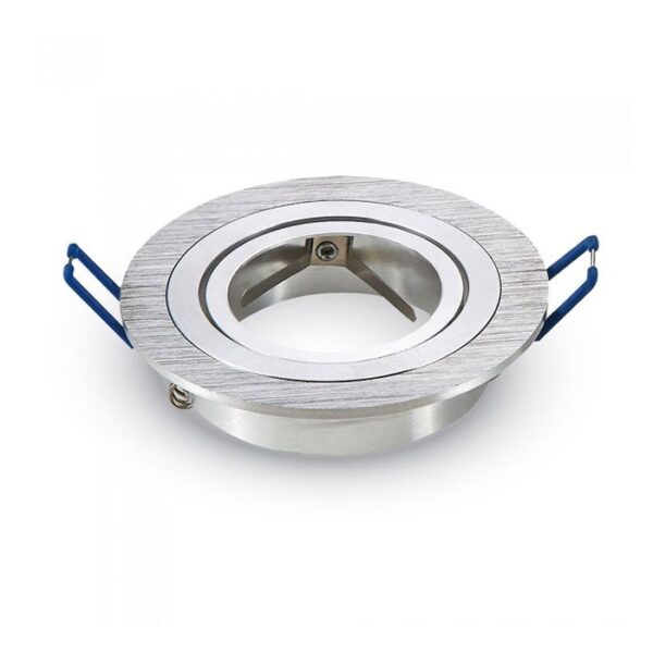 Σποτ φωτιστικό οροφής νίκελ, στρογγυλό με ασημί φινίρισμα, κατάλληλο για LED λάμπες, μοντέρνος σχεδιασμός.